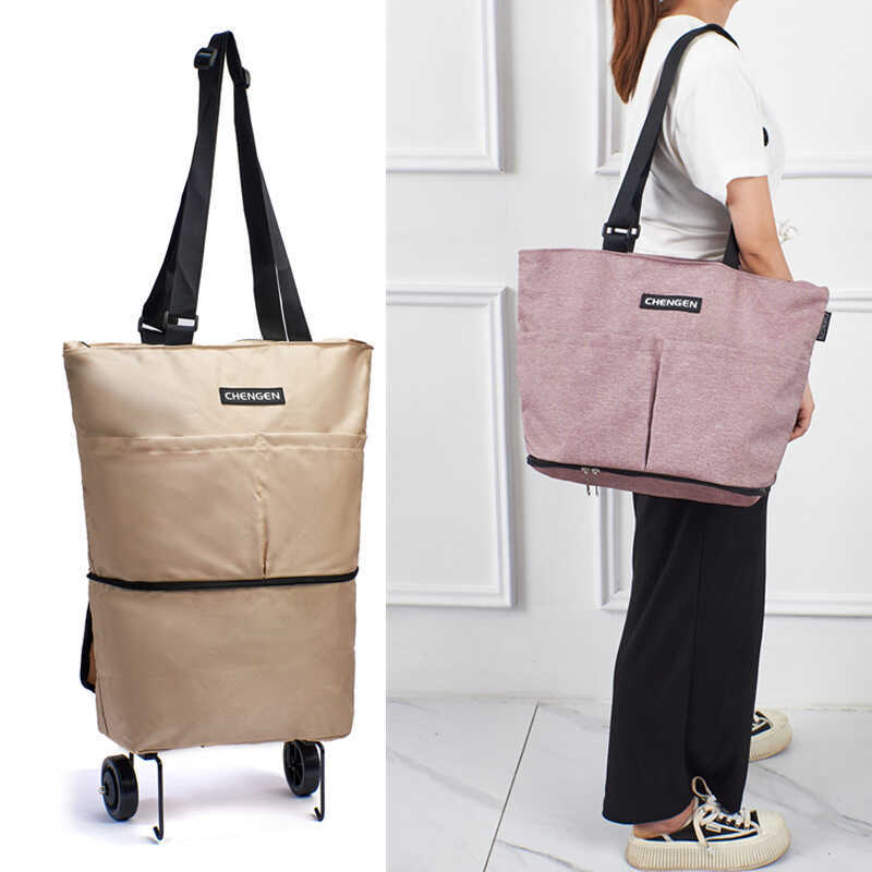 Dobrável portátil à prova dwaterproof água portátil Oxford pano rebocador saco de compras carrinho de compras de mercear