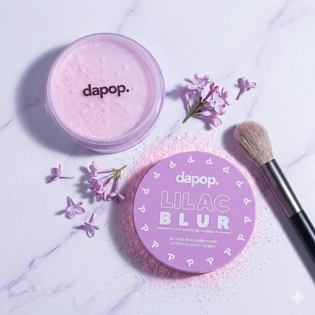 Kit 1/2/3 Pó Lilac Blur - Dapop - Efeito Suave Foco + Controle Oleosidade e Iluminação Natural - DP2381