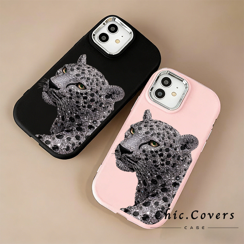 Capa De Telefone silicone estilo artístico Leopardo com brilhos em Compatível Com IPhone 17 16 13 11 12 14 15 XR XS em Oferta na Shopee