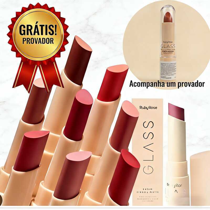 Kit com Provador: Batom Creamy Matte Glass Ruby Rose e Versão para Experimentar HB F567+ em Oferta na Shopee