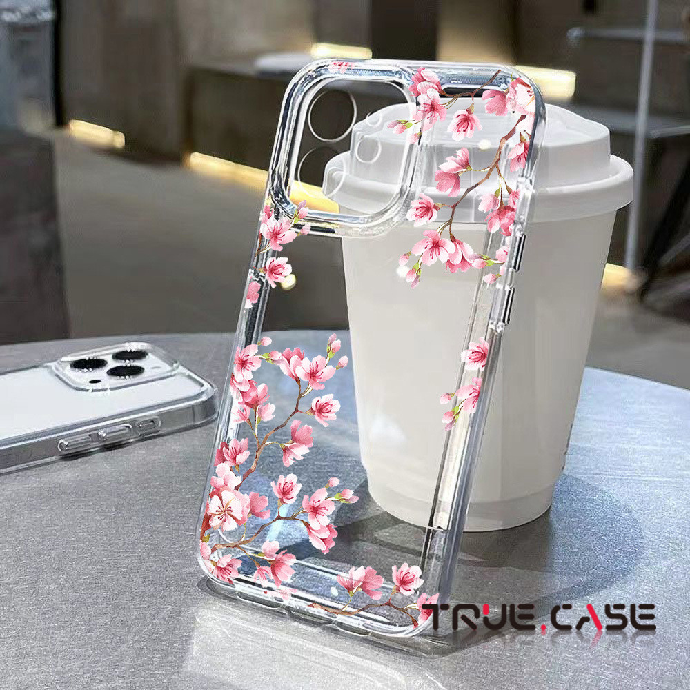 Galhos de cerejeira doce Capinha Capa de Transparente Para iPhone 11 14 15 16 12 17 13 pro max 7/8 plus produto em alta em Oferta na Shopee