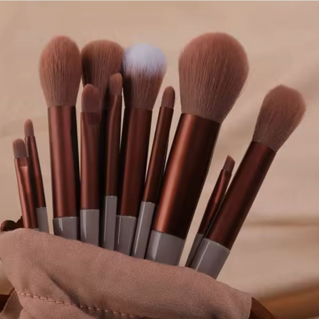 Conjunto 13 Peças Pincéis de Maquiagem com Estojo de Veludo kit Pinceis Blush sombra