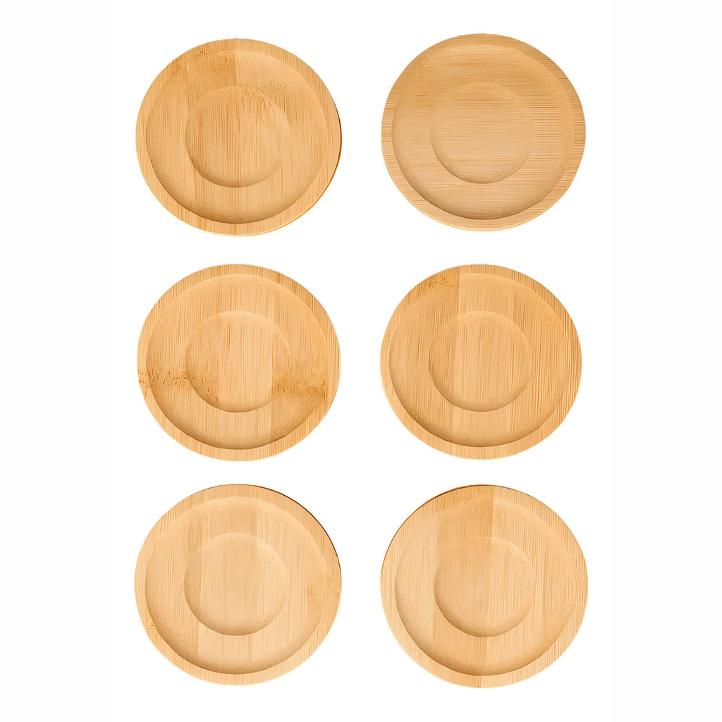 JS Conjunto 6 Porta Copos Descanso Redondo Bambu Utilidade
