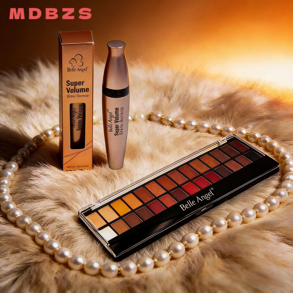 Kit de Maquiagem Belle Angel: Paleta de Sombras e Rímel Volumoso – 28 Tons Nude para Looks Diversos