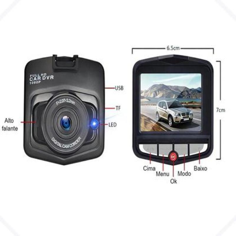 Câmera Veicular Full HD Noturna Tela LCD Dash Cam