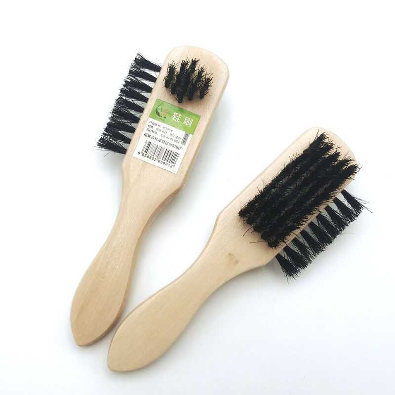 Sapato brilho ferramenta útil madeira de lótus cerdas de madeira maciça escova de três propósitos sapato polonês escova 