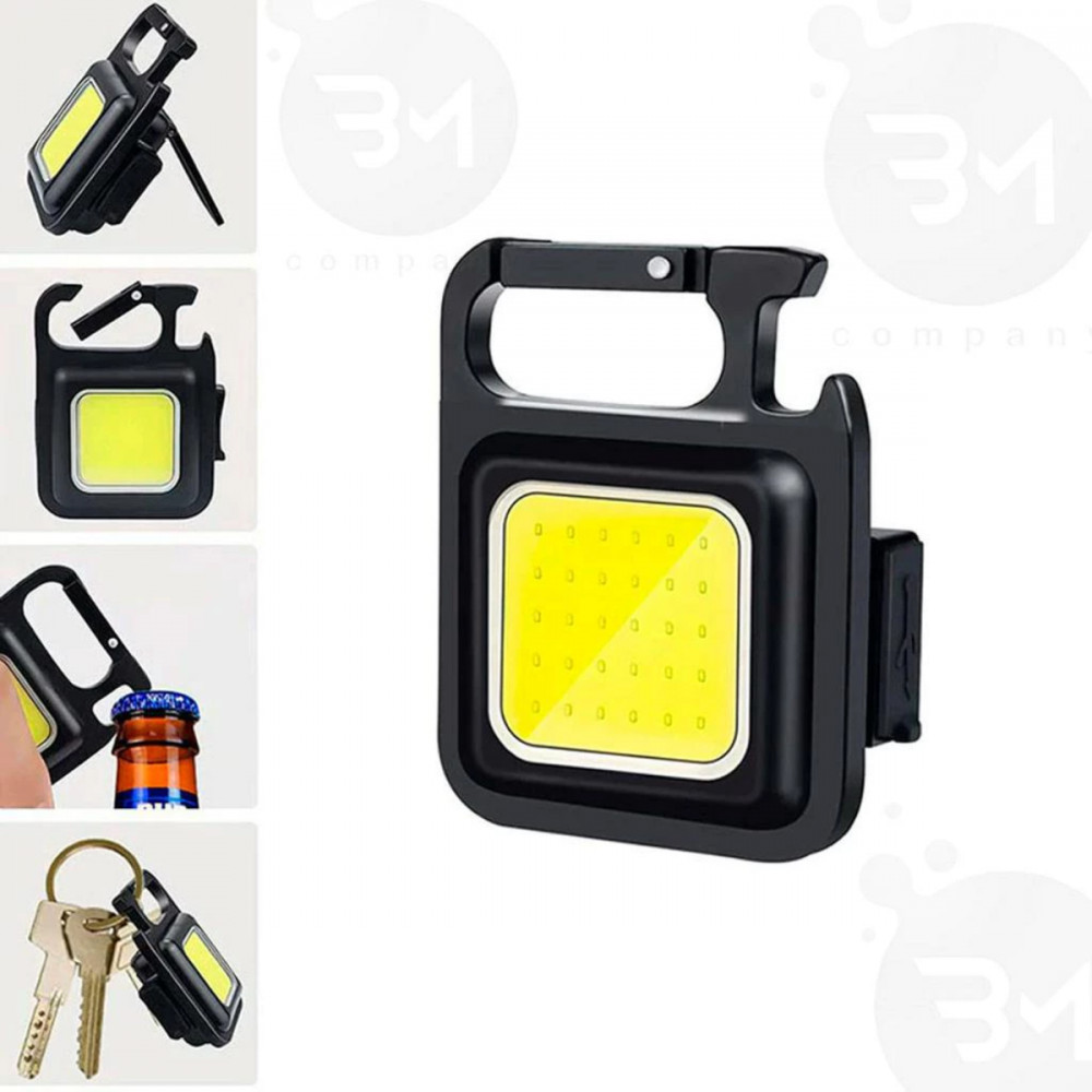 Mini Lanterna Chaveiro Mosquetão USB + Abridor 2 em 1