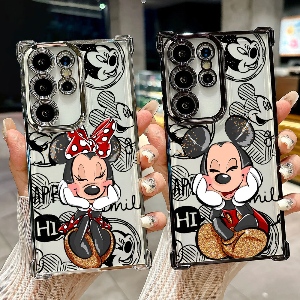 Capa Transparente Disney Mickey Minnie Para Samsung S26 S25 S24 S23 S22 S21 Ultra S25FE Plus S26EDGE A57 A37 De Telefone
