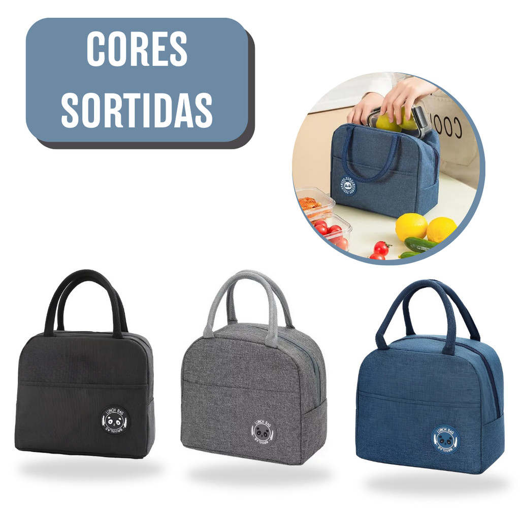 Bolsa Térmica Portátil de Mão Lancheira Marmita Viagem Academia Piquenique Prático (Cores Sortidas)
