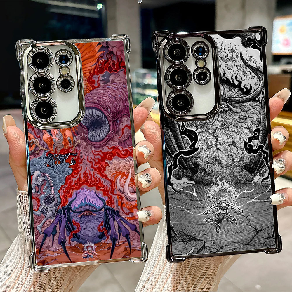 Capa Transparente One Piece The Five Elders VS Luffy Para Samsung S26 S25 S24 S23 S22 S21 Ultra S25FE Plus S26EDGE A57 A
