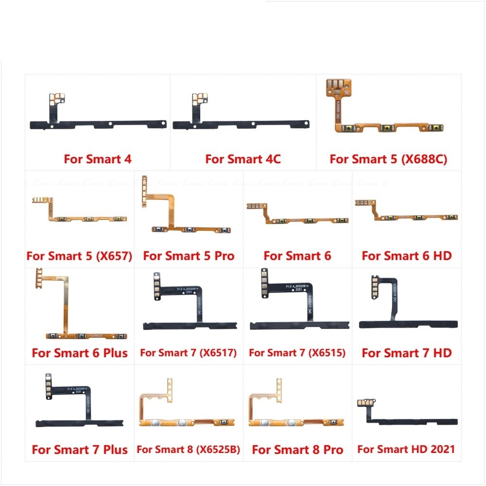 Interruptor Liga/Desliga Botão Cabo Flexível Peças Fita Para infinix Smart 4 4C 5 Pro 6 HD Plus 7 8 9 2021 Chave De Volu
