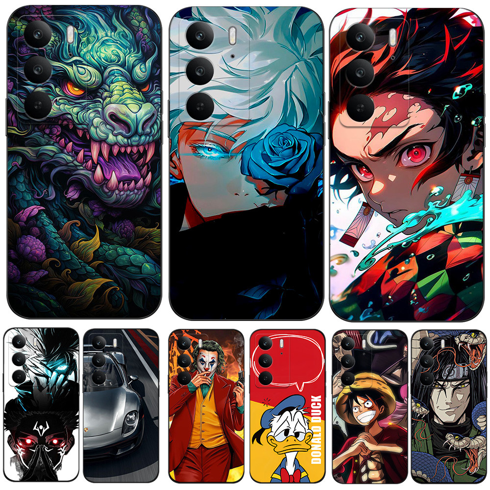 Capa Para REALME C75 C75X 4G 14X 5G C73 NARZO 80 LITE 5G Silicone De Telefone O Coringa Cobra Preta Flor Gato Jesus