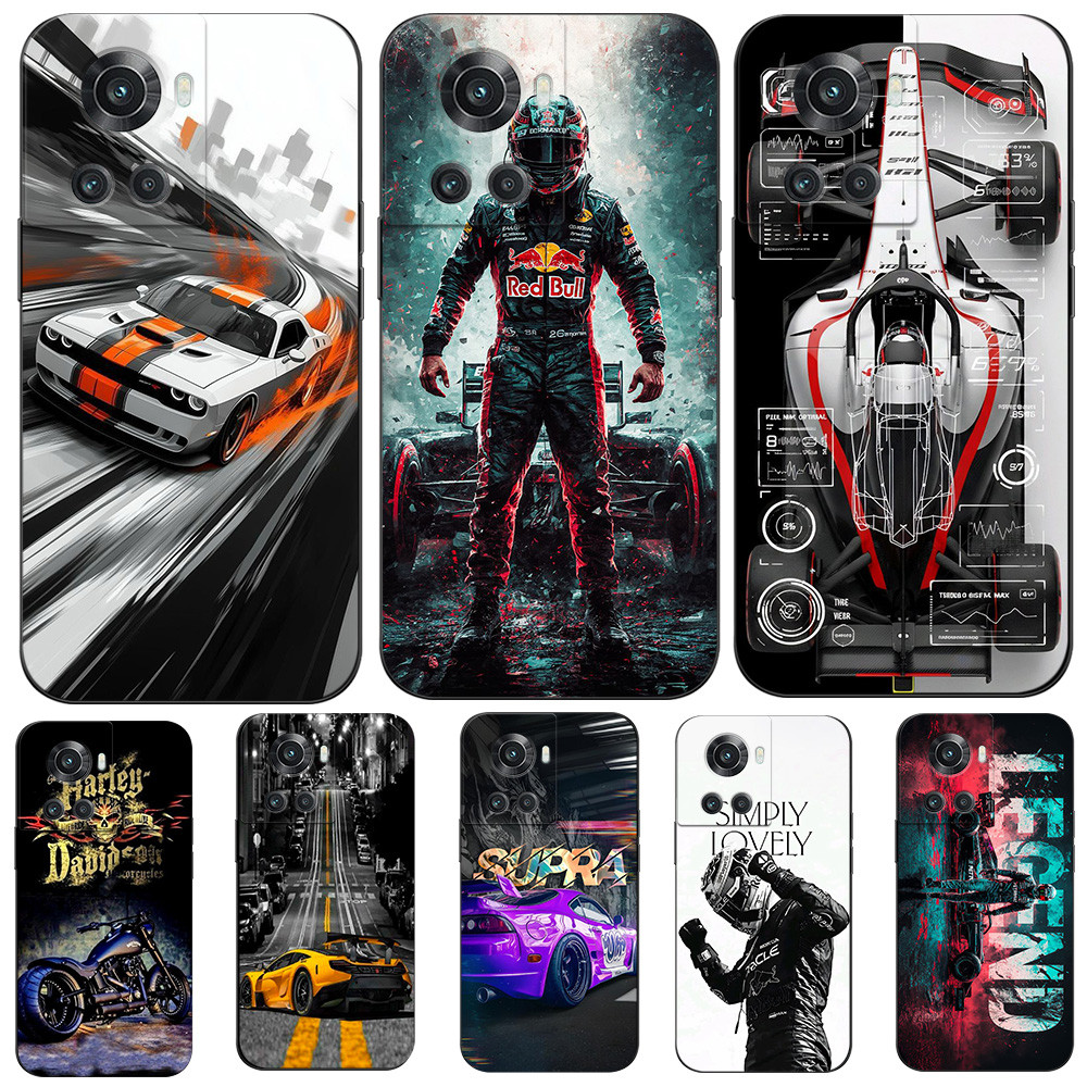 Capa Para oneplus 10R ACE 5G De Telefone Protetora De Silicone Macio Preto Tpu Carros Legal Paixão