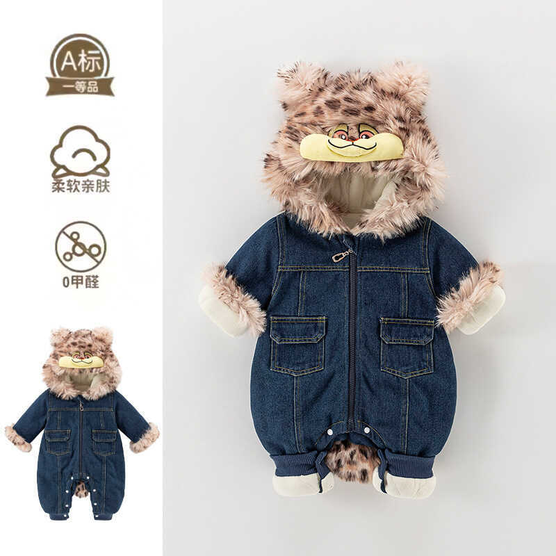 Bebê roupas de bebê inverno velo quente bebê menino Denim macacão roupas de inverno moda versão coreana bebê menino inve