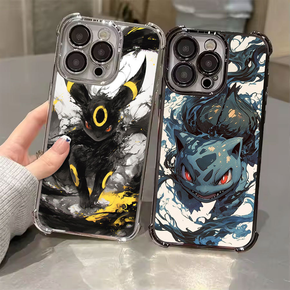 Capa Galvanizada Pokémon Umbreon Bulbasaur Gengar Draw Para Samsung A57 5G A37 A17 A07 Caixa Transparente Galaxy A56 A36