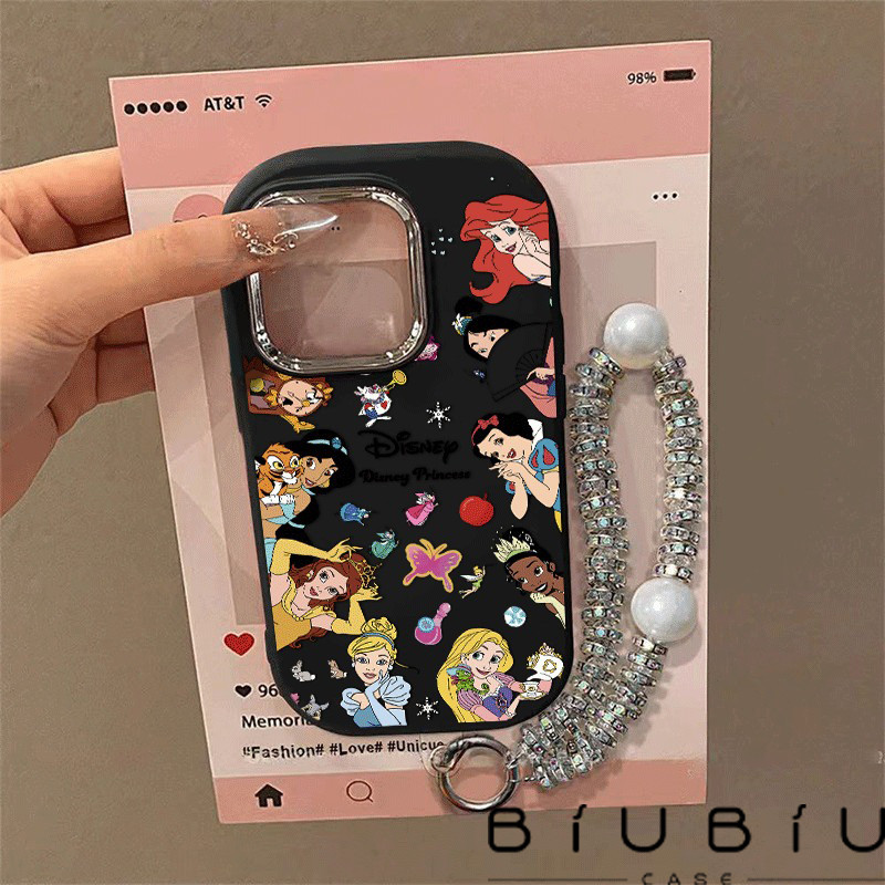 Capinha Capa Preta com Design de Princesas da Disney Para iPhone 11 14 15 16 12 17 13 pro max 7/8 plus em Oferta na Shopee