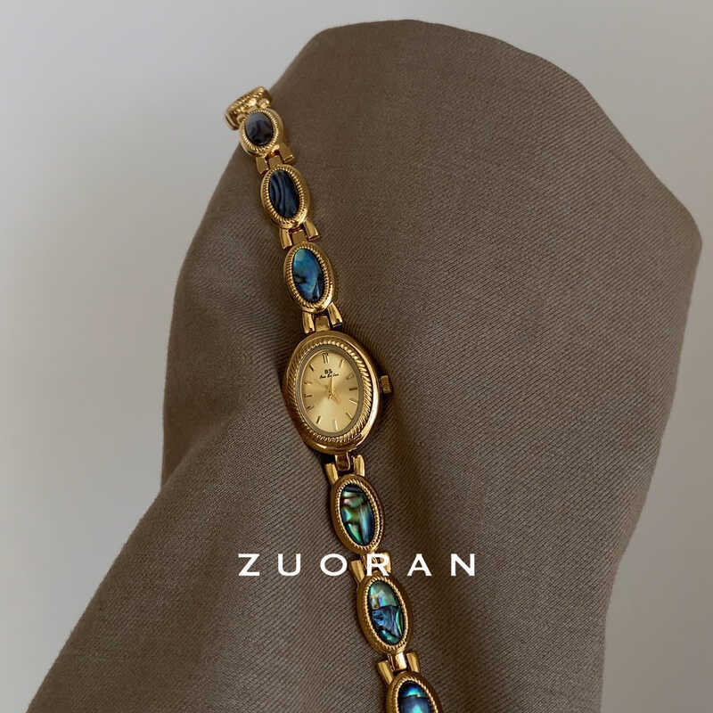 ZUORAN Abalone concha moda dourada extravagante pulseira Design relógio elegante requintado relógio feminino