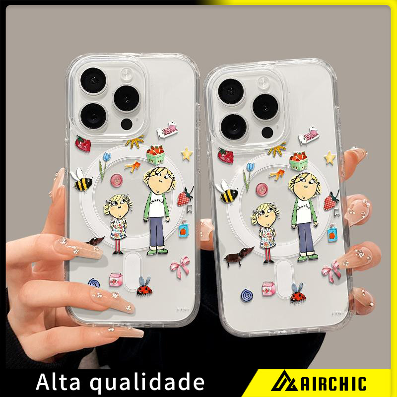 Capa magnética antichoque para iPhone 17 Pro Max 16 15 14 13 12 11, proteção reforçada premium