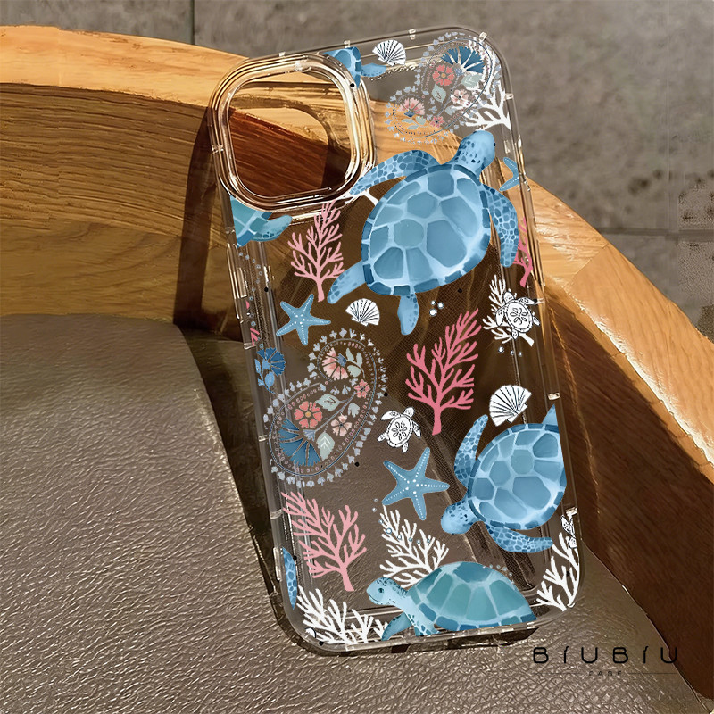 Tartarugas e corais Capinha Capa de Transparente Para iPhone 11 14 15 16 12 17 13 pro max 7/8 plus produto em alta em Oferta na Shopee