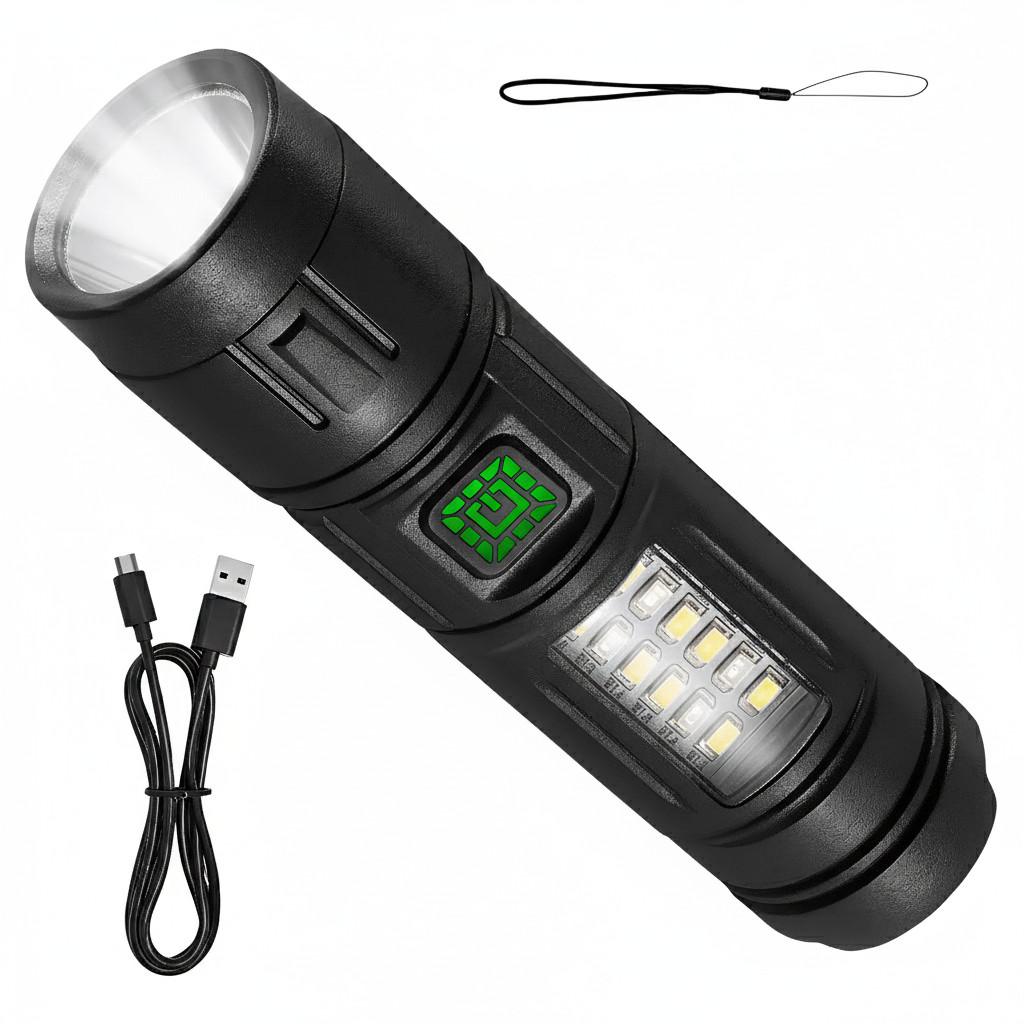 Lanterna Tática Led Recarregável USB A Mais Potente  com Luz Lateral Recarregável Envio Imediato