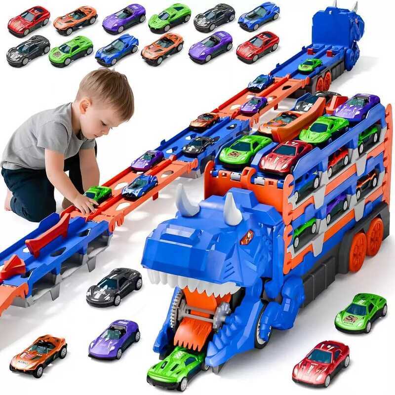 Deformação dinossauro andorinha carro pista catapulta brinquedo jogo Slide jogar casa carro de brinquedo de corrida