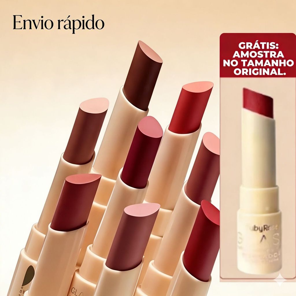 Ruby Rose Kit com Provador - Batom Creamy Matte Glass Ruby Rose - Envio rápido 🌈