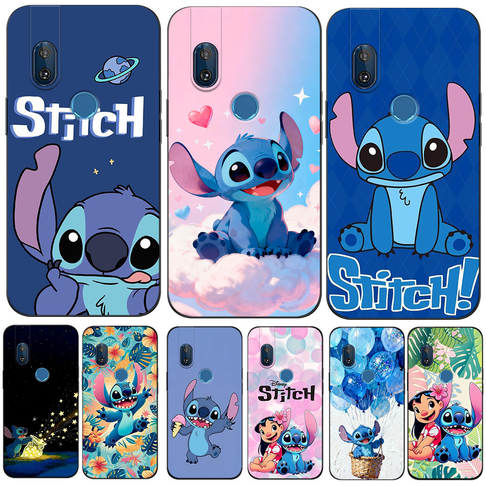 Para Motorola Moto one hyper Caso De Telefone Silicone Macio Protetor Preto Tpu Ponto Dos Desenhos Animados Azul