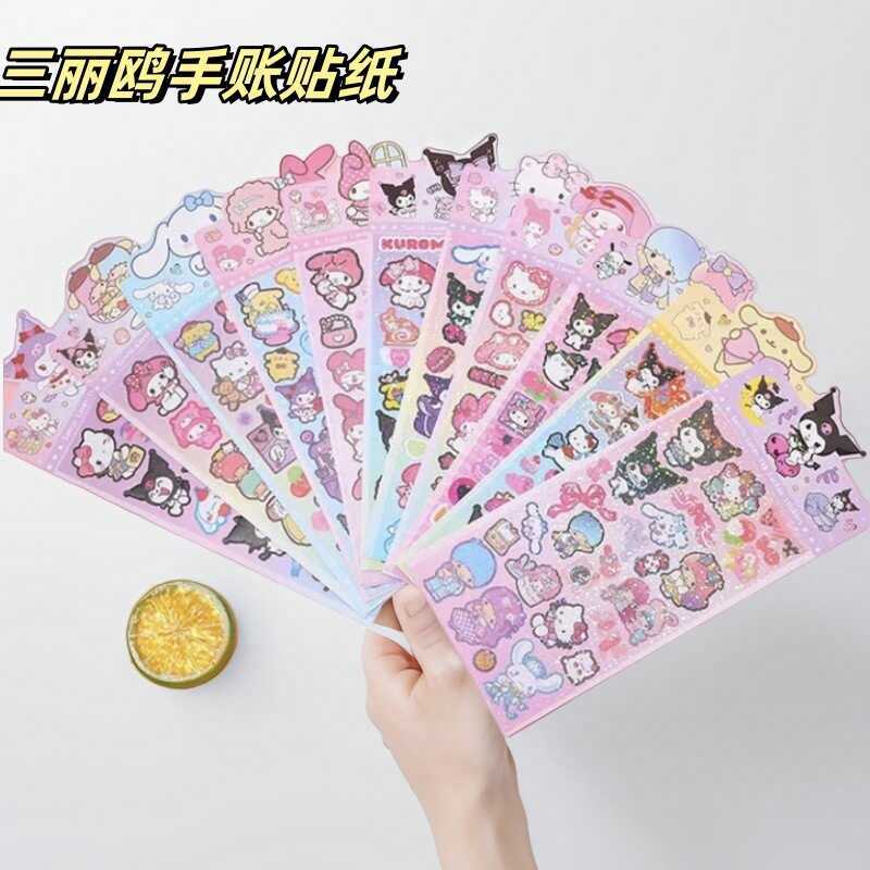Japonês Sanrio Kuromi melodia Laser goo cartão adesivo criativo goo disco adesivo bonito manual decoração adesivo
