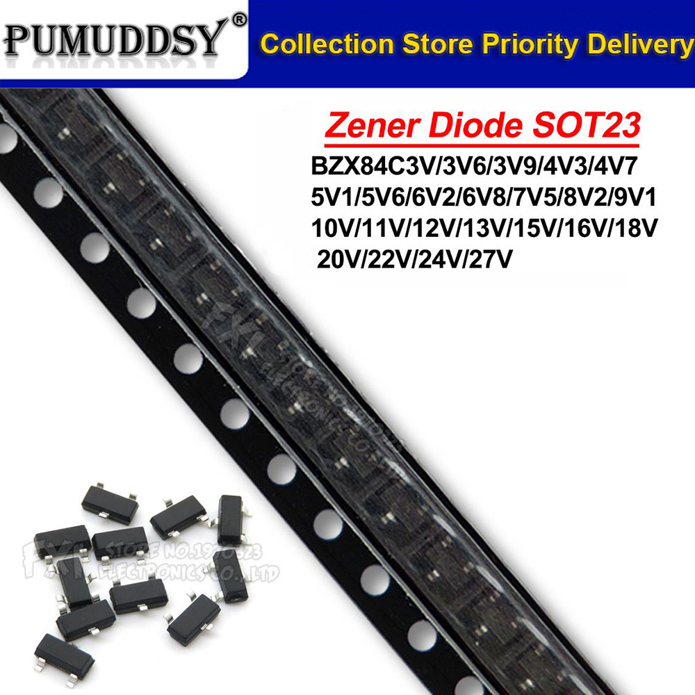 50 Peças Novo Regulador De Diodo BZX84C18 SOT23 Zener 18V Y6 BZX84C 3V0 3V3 3V6 3V9 4V3 5V1 6V2 7V5 8V2 9V1 Z13 Z14 Z15