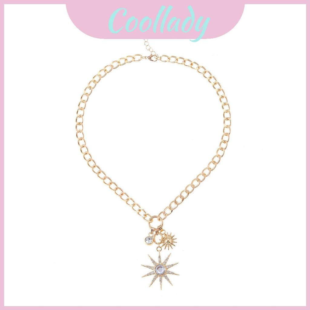 Colar Chique Com Pingente De Sol Para Mulheres Design De Inspiração Natural Em Liga De Zinco