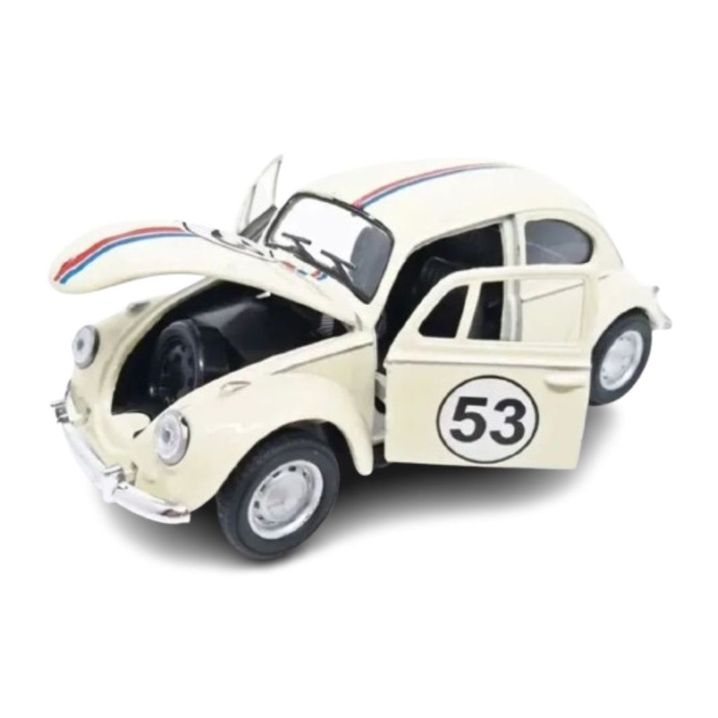 Miniatura Carrinho Fusca Herbie 53 - Ferro com Detalhes Realistas e Fricção - Ideal para Coleção