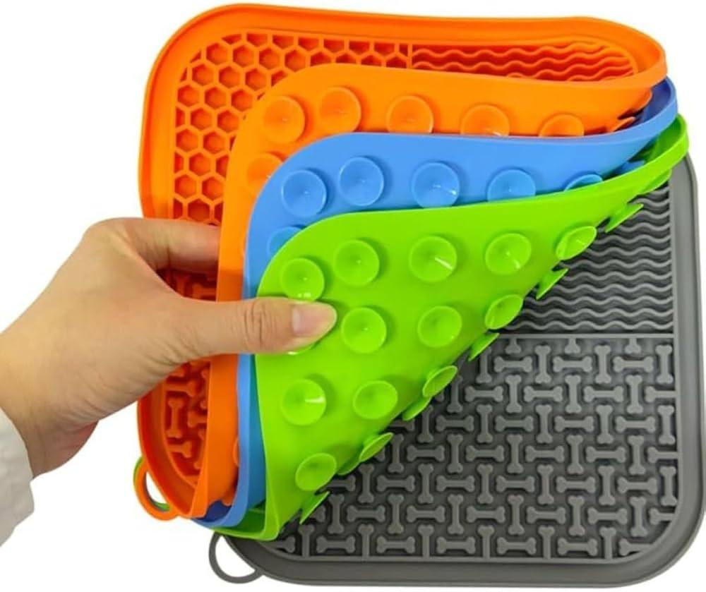 Tapete De Lamber Para Cães Gatos Com Ventosa Pet AZUL