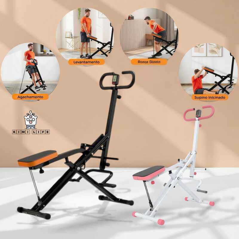 Máquina De Agachamento Simulador De Remo Dobrável Fitness Exercício em Casa Contagem inteligente