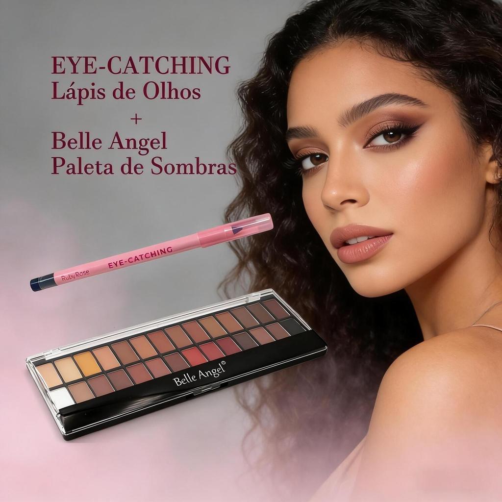 Duo Olhos: EYE-CATCHING Lápis de Olhos Ruby Rose + Belle Angel Paleta de Sombras Versátil HB-E2400+B013-1