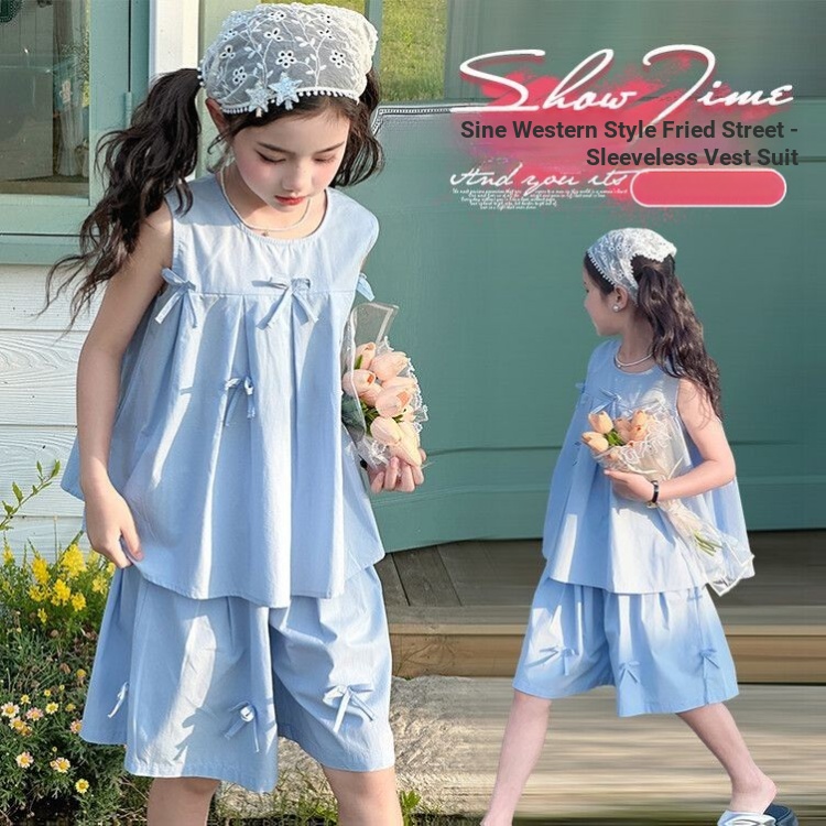 Roupas Femininas de Verão 2024 Roupas da Moda para Crianças Roupas de Verão para Meninas Estilo Mori Roupas de Duas Peças 3-17 Anos Roupas Femininas para Estudantes + Calças