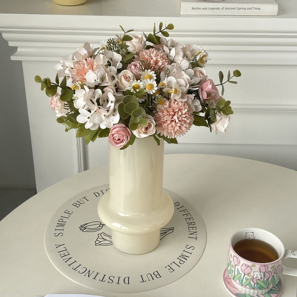 Flor Artificial Decoração Flor Artificial Rose Chale Decoração Flor Artificial Decoração Flor Artificial Bouquet Decoração Flor Artificial Rose Decoração Sala de Estar Anti @-