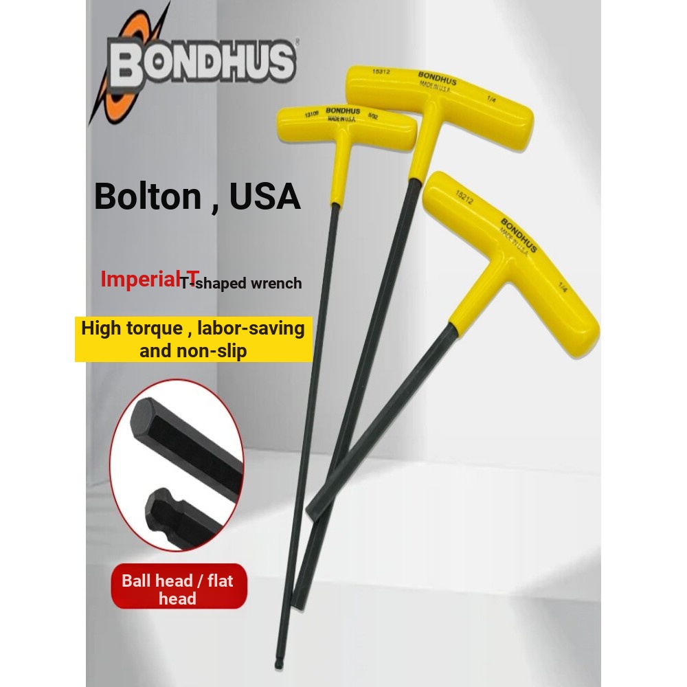 Chave Allen com alça em T BONDHUS americana BONDHUS Chave de fenda tipo T estendida importada 3/32 9/64