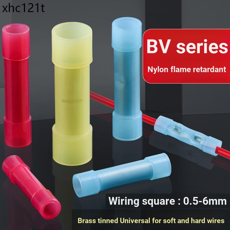 Conector de fio Terminal de Nylon BV, junta intermediária, tubo de conexão totalmente isolado, conexão de prensa fria, e