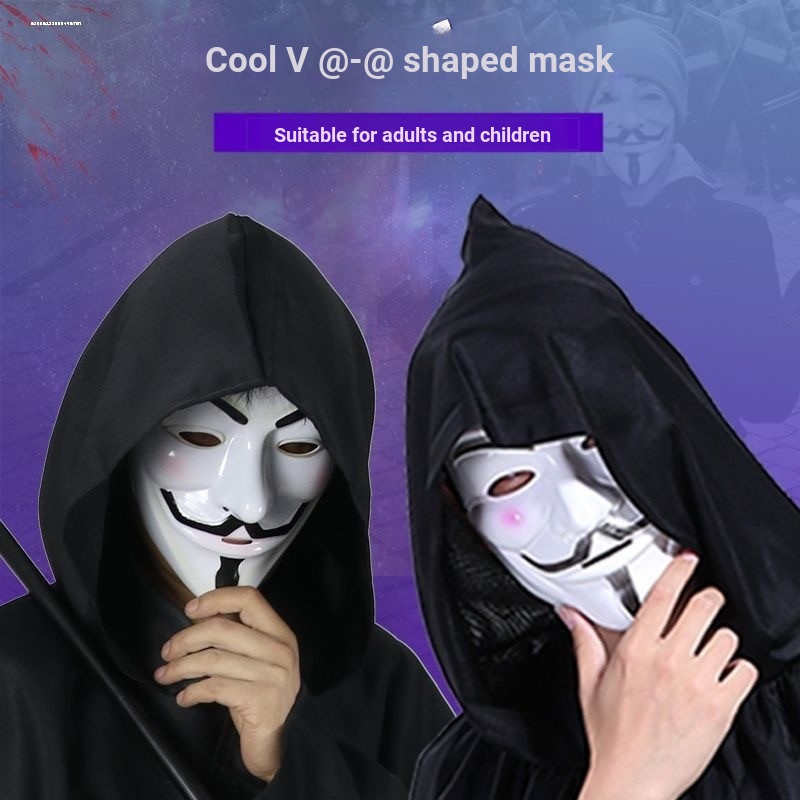 Tyk b. Halloween v v v v vingança assassino máscara manto adulto terno Horror sorriso rosto cheio palhaço Hacker máscara