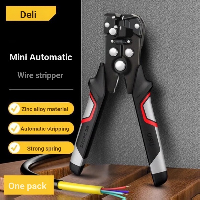 [Deli] Descascador de fio automático 22 cm Mini alicate de crimpagem multifuncional Fio Cortadores de fio Alicate eletri