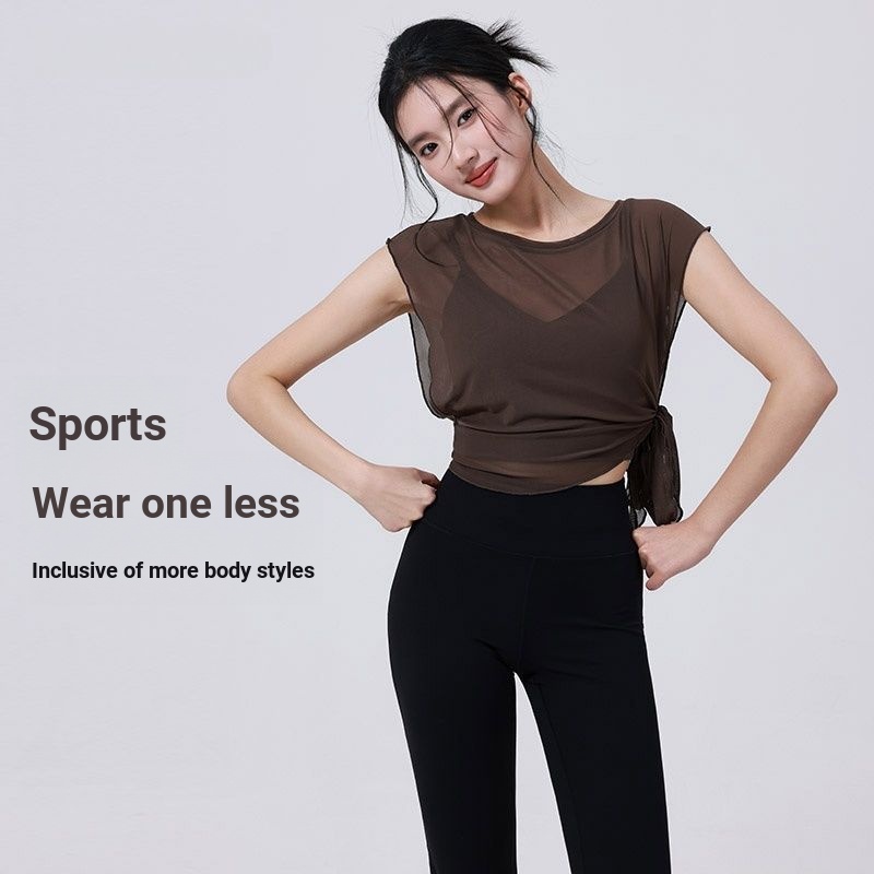 Casa especial blusa malha Yoga manga curta correndo de secagem rápida esportes protetor solar lazer Fitness Wear dança t