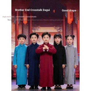 Crianças Crosstalk casaco desempenho traje estilo republicano camisa longa Robe masculino antigo traje palco Storyteller