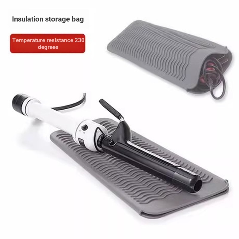 Ferro de ondulação de Silicone saco de armazenamento de isolamento térmico alisador de cabelo almofada Anti-escaldante p