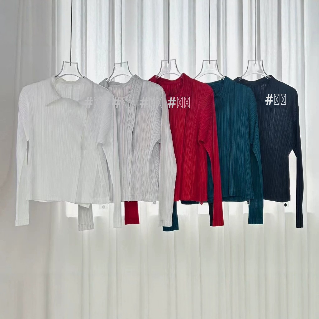 Miyake estilo plissado roupas femininas 26 outono curto Cardigan de manga comprida elegante Commuter roupas femininas mu