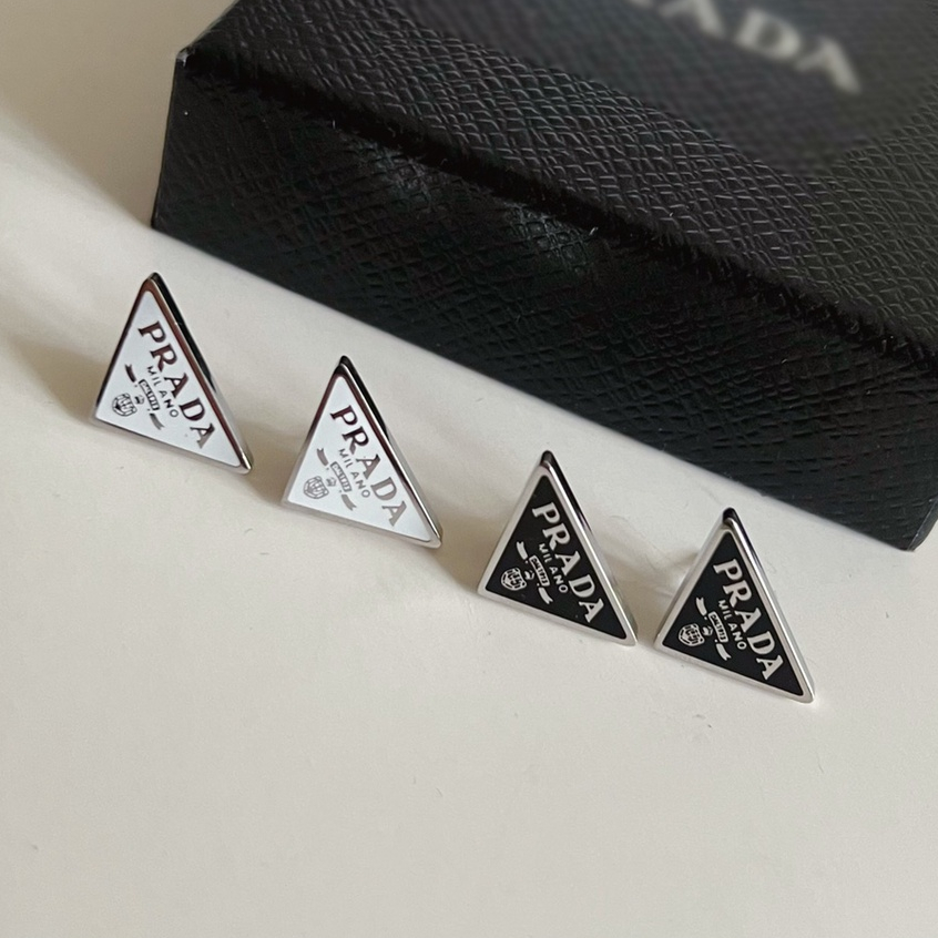 Prada brincos de triângulo pequeno masculinos femininos acessórios moda E390