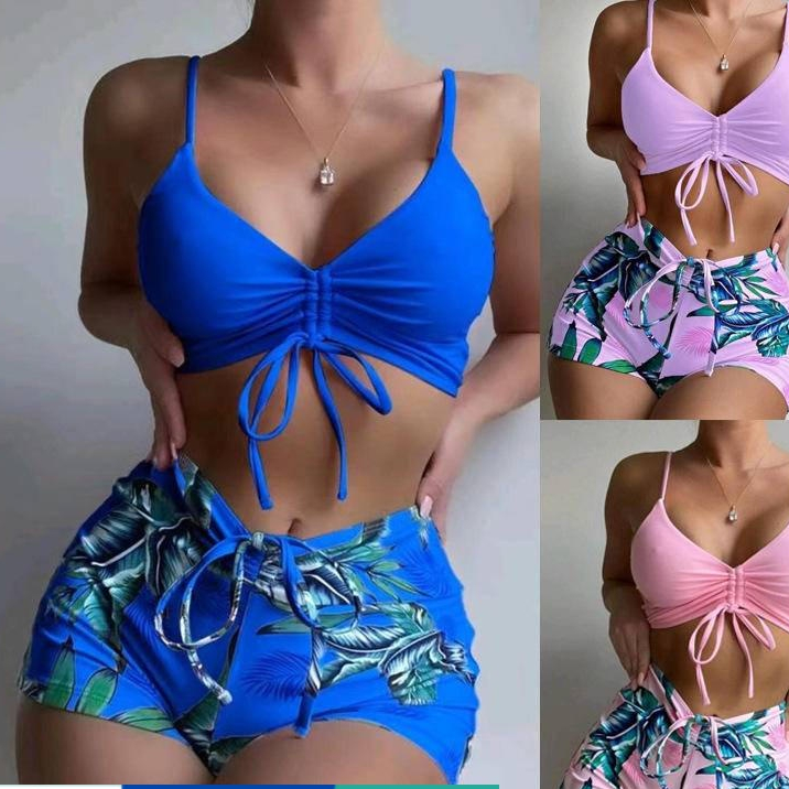 Biquini Feminino/Suporte Rígido Fato De Cintura Alta Biquini/Banho De Praia De Viagem/12 Cores