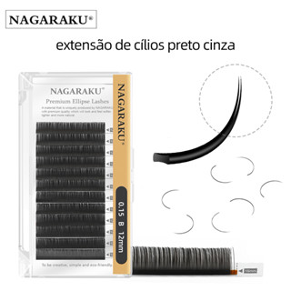 NAGARAKU Mate Cor Cinza Pestana Falsa Elipse Extensões de Cílios Cílios Planas Premium Vison Pontas Divididas Cílios Elipse