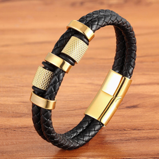 Padrão Irregular Forma Homens Moda Pulseira De Couro De Aço Inoxidável Personalizada 3 Cores Clássico Para Meninos Bonitos Aniversário Presente em Oferta na Shopee