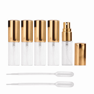 5 Peças 5ml Mini Frasco De Spray De Vidro Transparente De 10ml Perfume Vazio Névoa Fina Recarregável Atomizador Pequeno Recipientes De Amostra Vazios Viagem Portátil