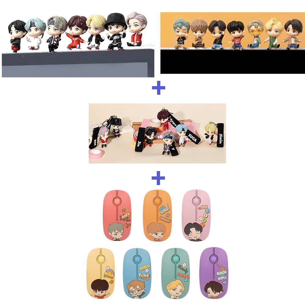 [BTS (Bangtan boys) 2 Monitor Figura " Magic Door + Dynamite " + 1 Chaveiro Mous